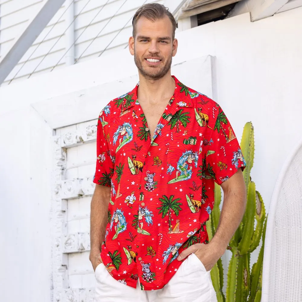Aussie Christmas Red - Mens Festive Shirt