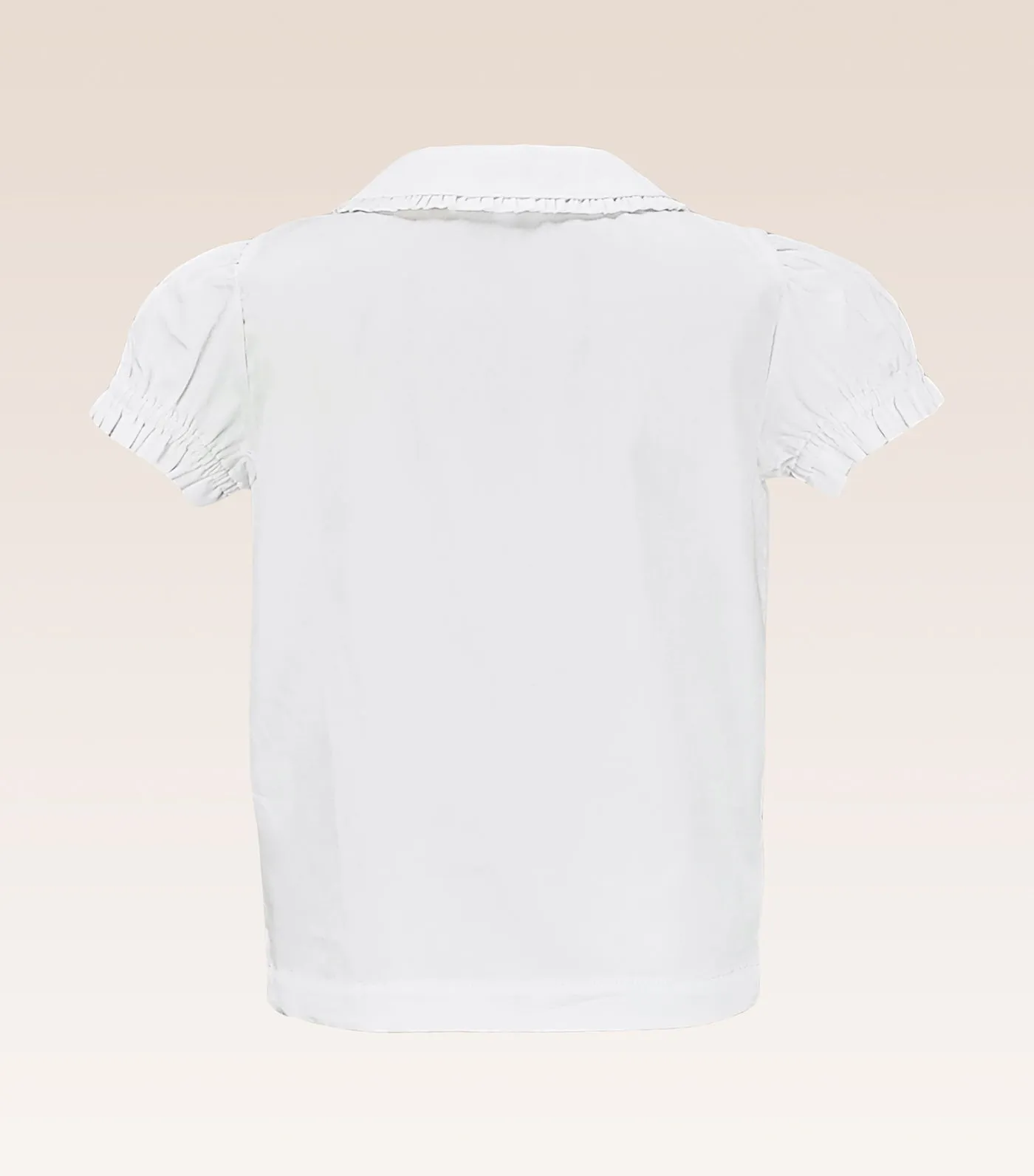Carren Girls Ivory Collar with Ruffle Button Down Placket with Pearl Button Detail Blouse