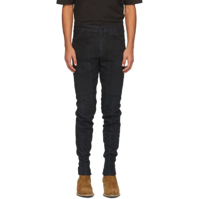 FREI-MUT Navy Leather Avant Trousers