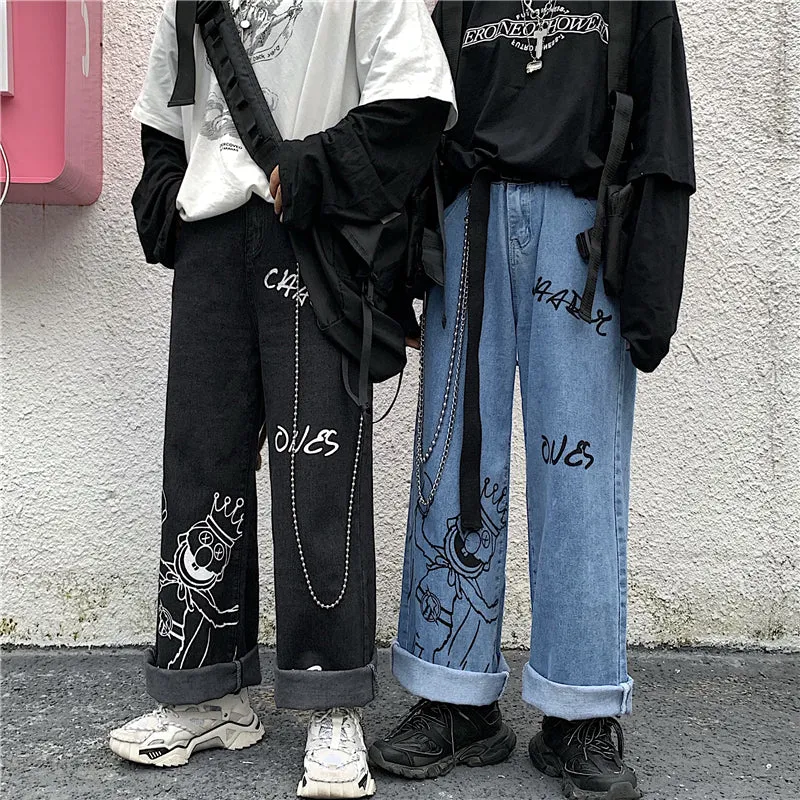 Harajuku cartoon print jeans yc23699