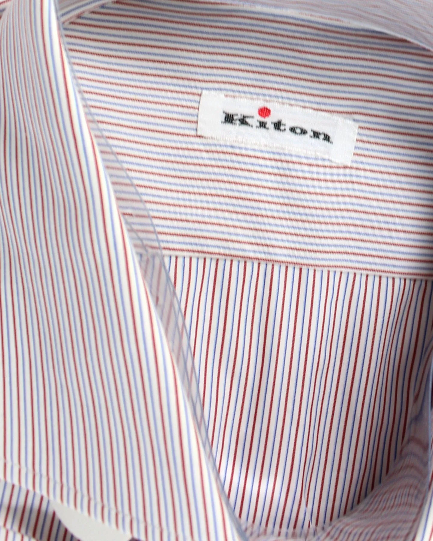 Kiton Shirt White Burgundy Blue Stripes 41 - 16 SALE