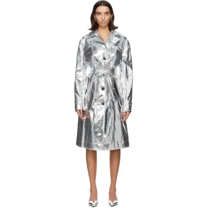Kwaidan Editions Silver Patent Trench Coat