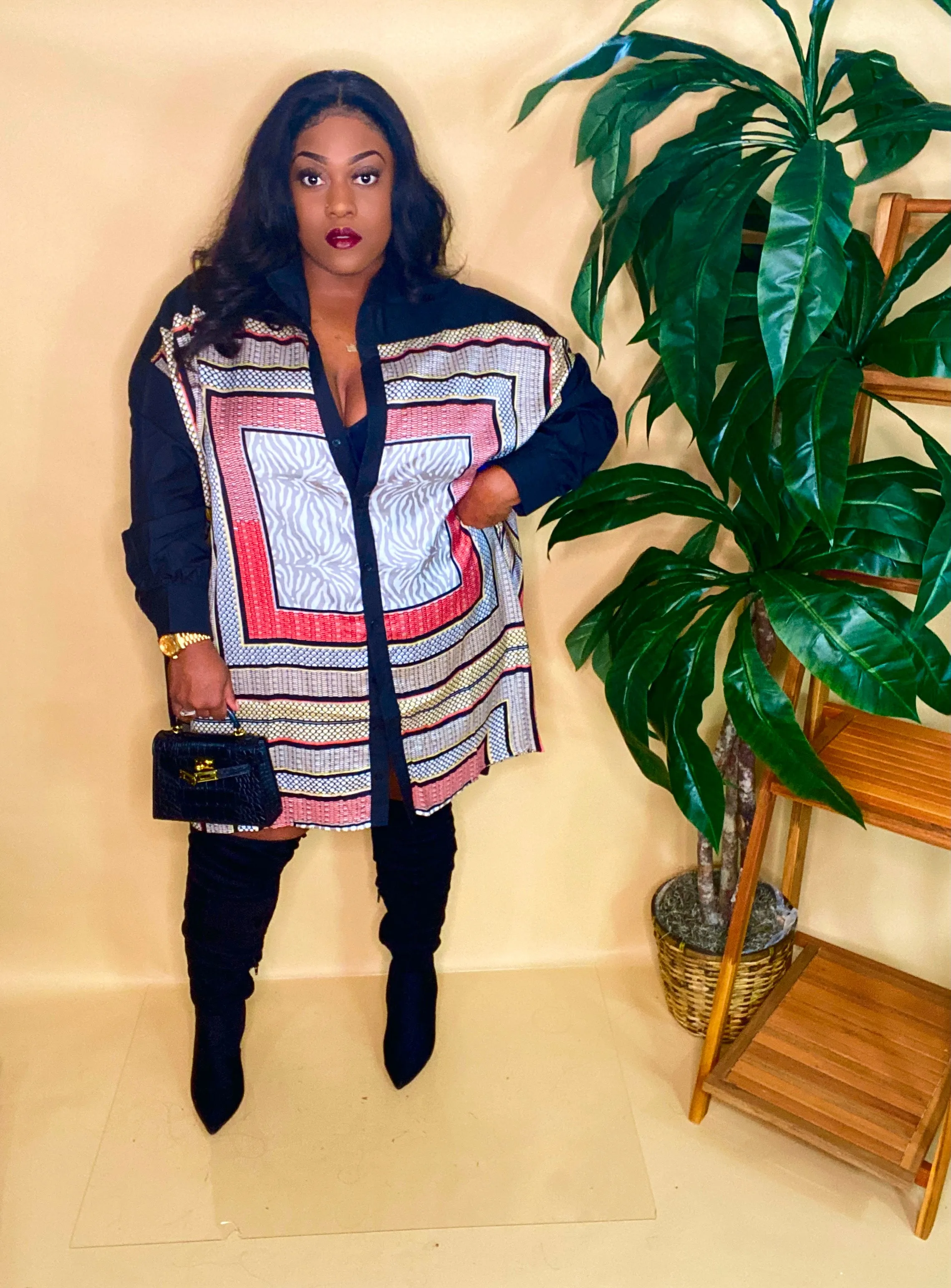 LETS MINGLE OVERSIZED BUTTON DOWN DRESS