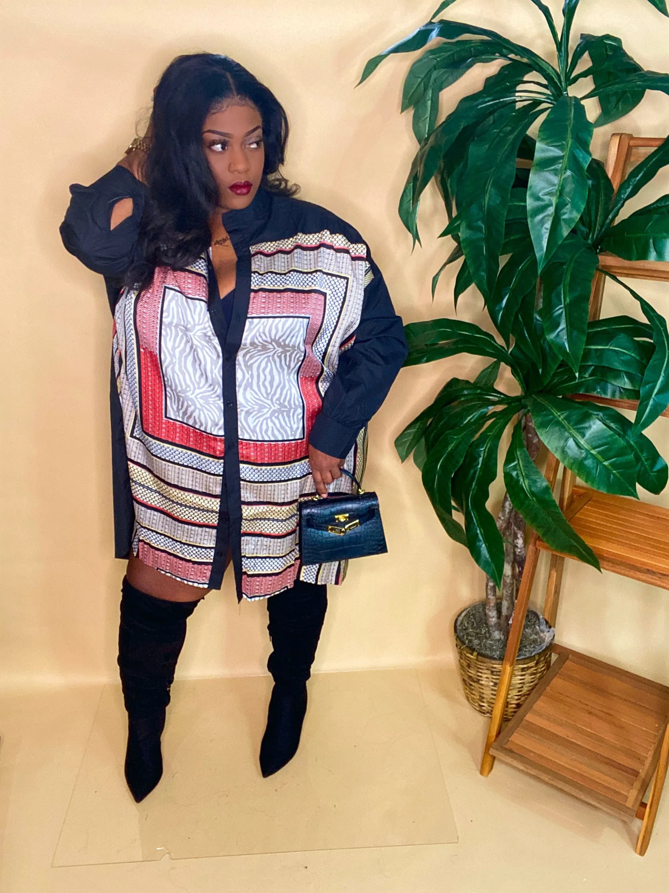 LETS MINGLE OVERSIZED BUTTON DOWN DRESS