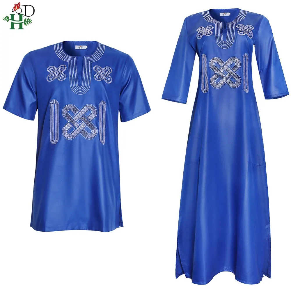 Men And Women Dashiki Embroidery Clothing Short Sleeve T-shirt Ankara Dress