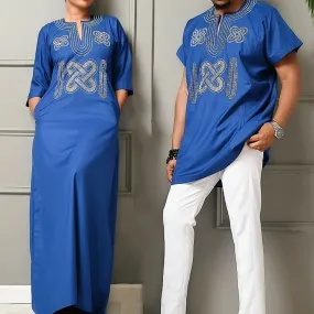 Men And Women Dashiki Embroidery Clothing Short Sleeve T-shirt Ankara Dress