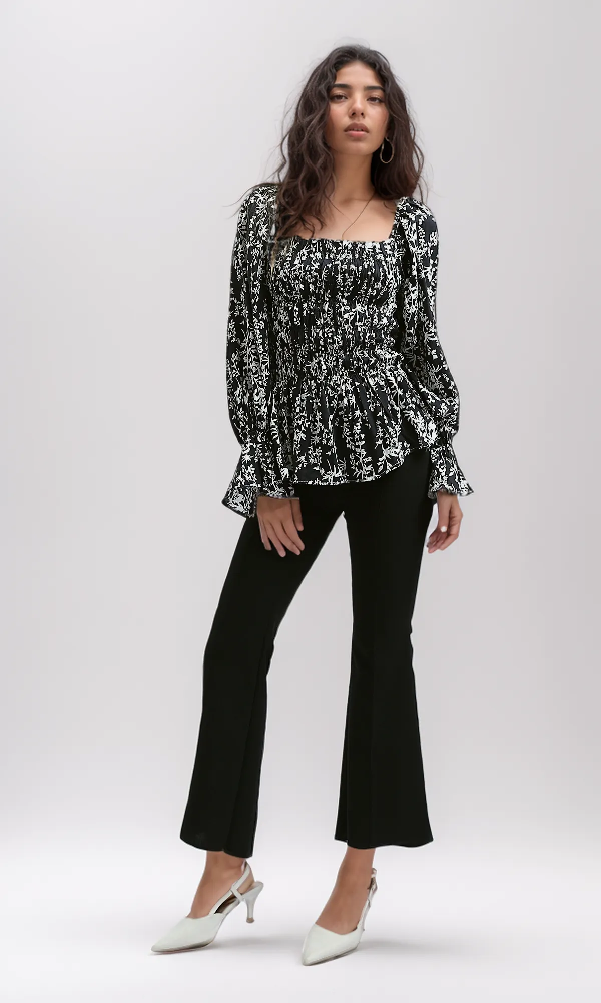O190363 Long Sleeve Off-Shoulder Blouses Shirts - Multicolor