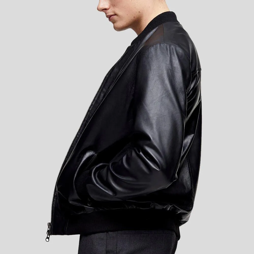 Oliver Black Bomber Leather Jacket