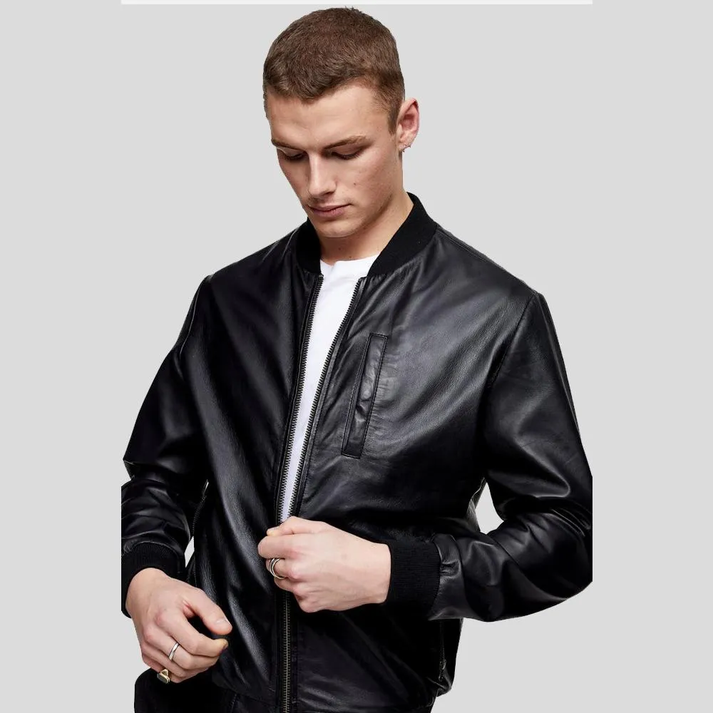Oliver Black Bomber Leather Jacket