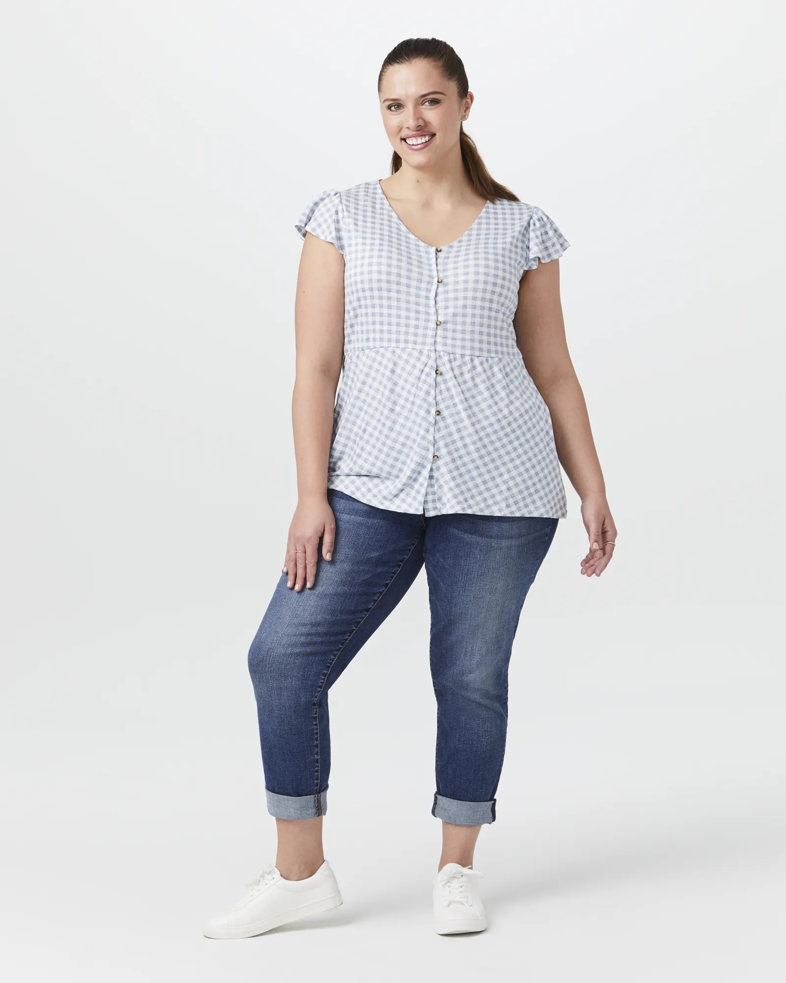 Paulette Peplum Top | Royal Blue / White