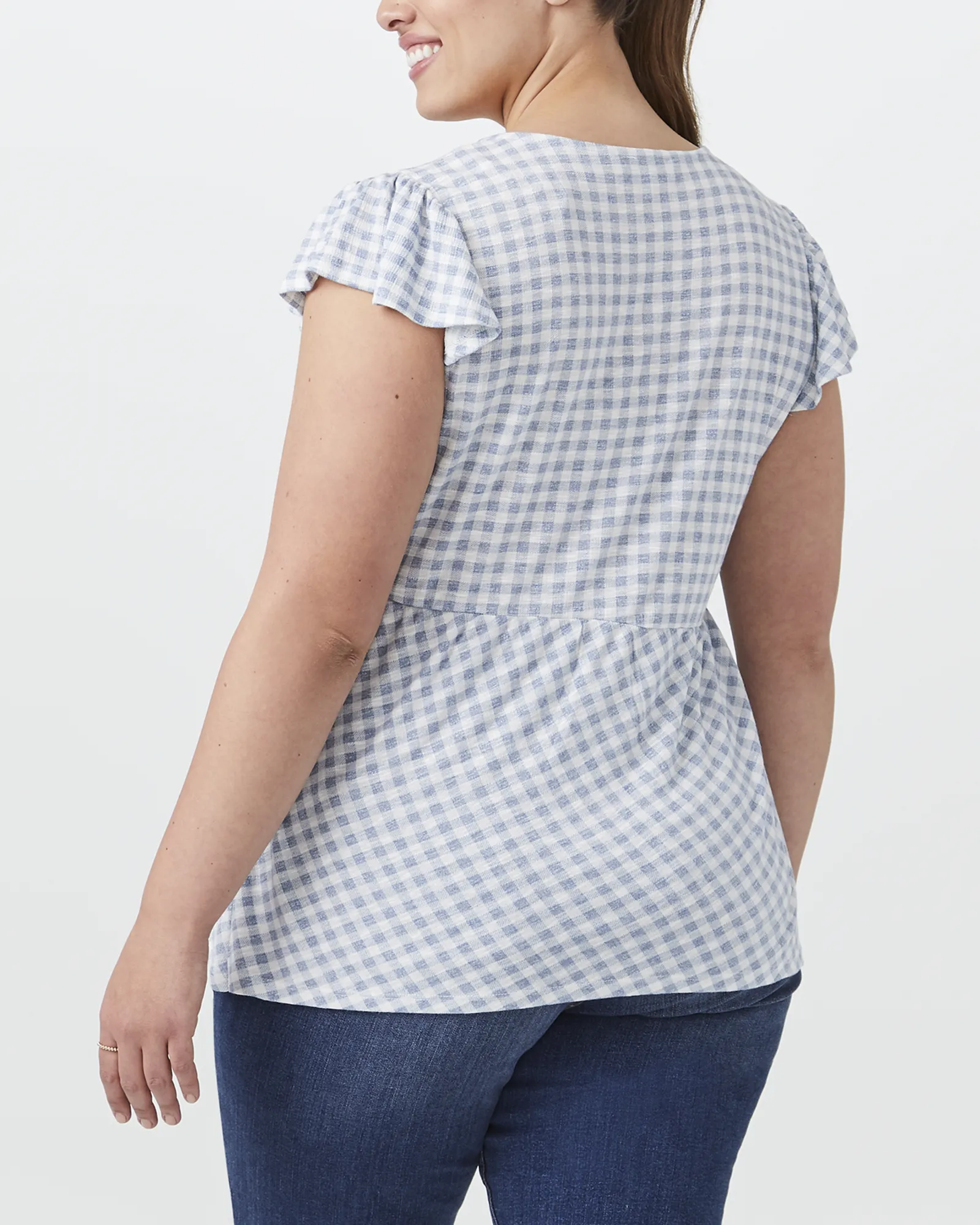 Paulette Peplum Top | Royal Blue / White