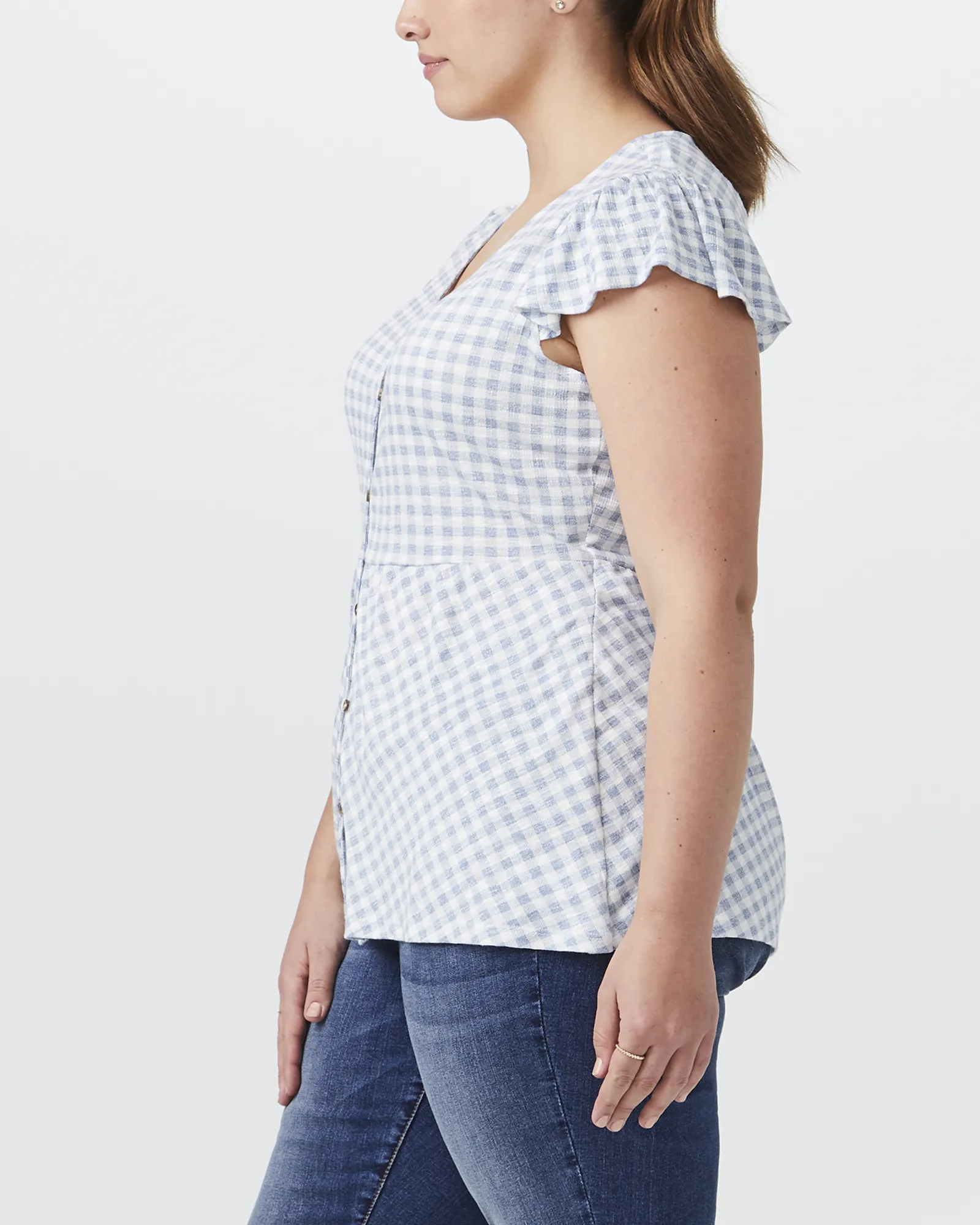 Paulette Peplum Top | Royal Blue / White