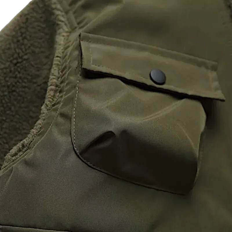 Polar fleece mixed fabric bomber jacket