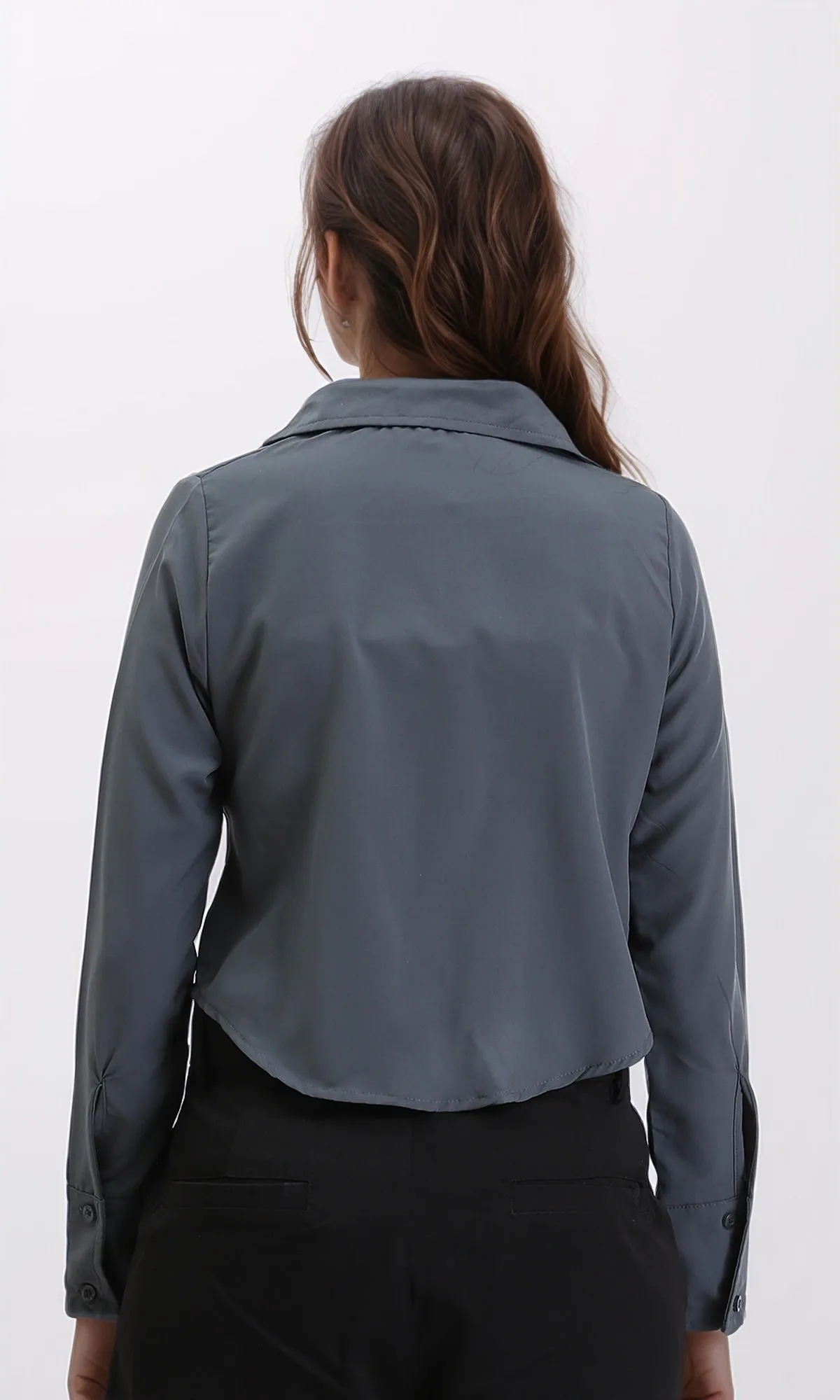 R209974 - Solid Long Sleeves Classic Shirt - Dark Grey