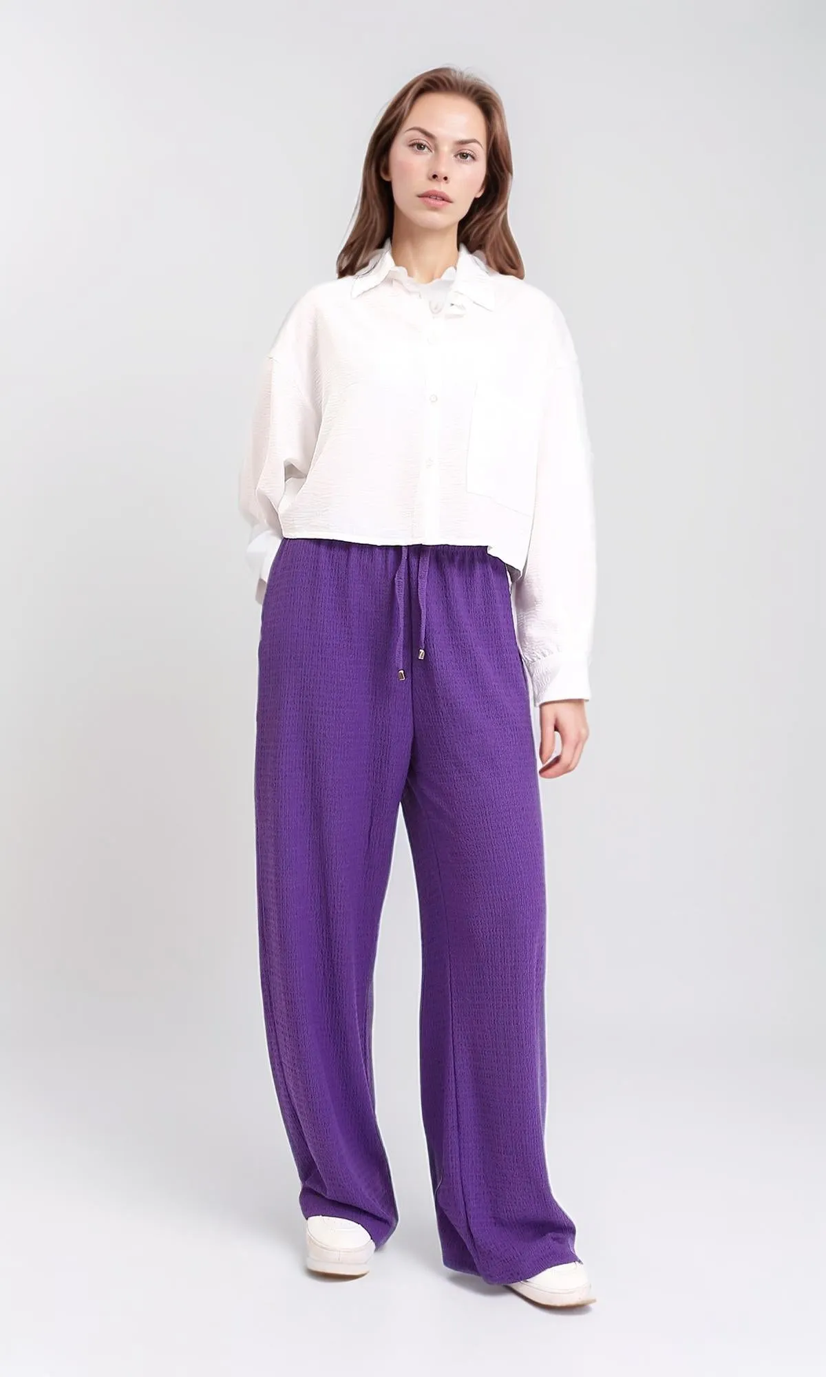 R209987 - Full Buttons Summer Textured Shirt - White