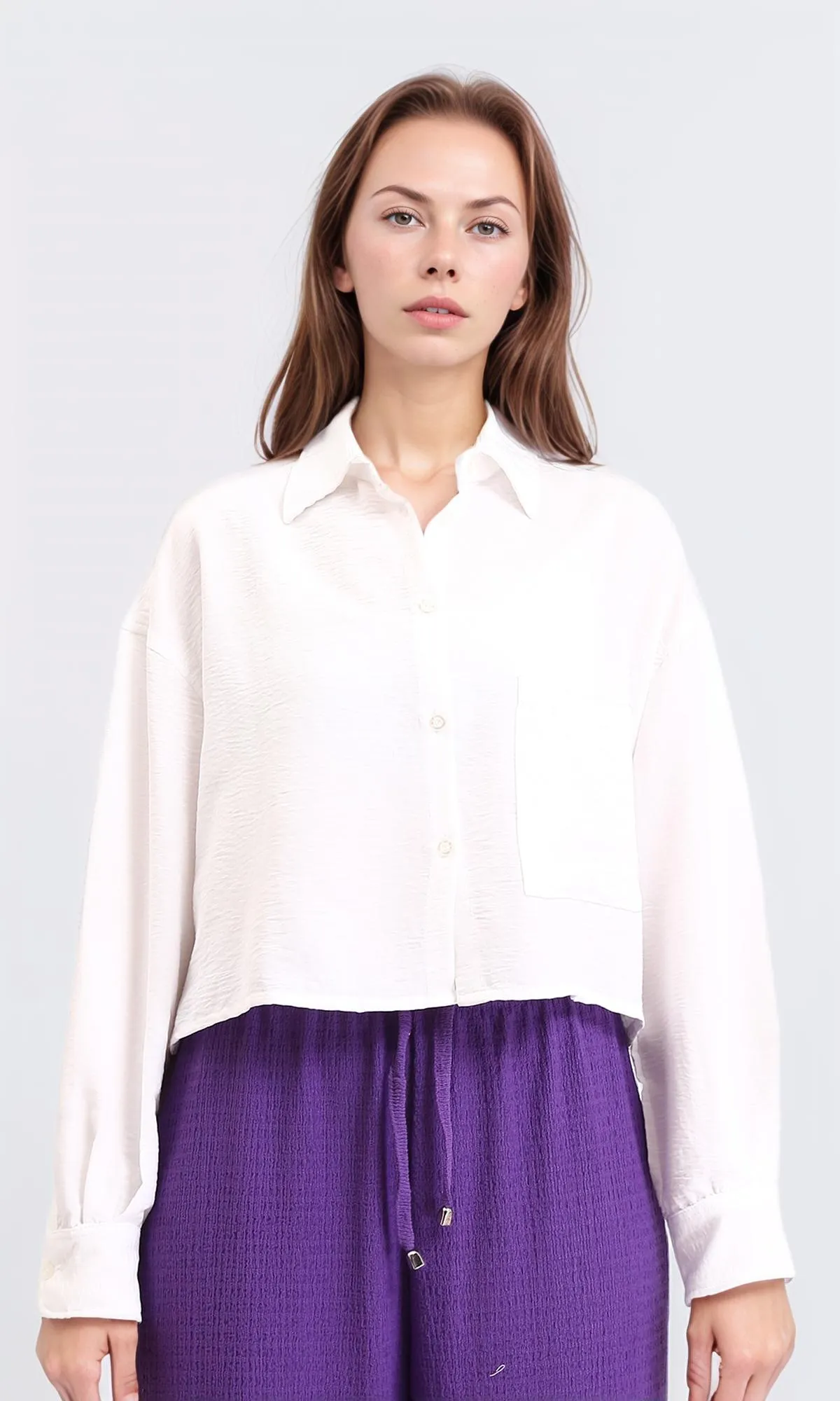R209987 - Full Buttons Summer Textured Shirt - White