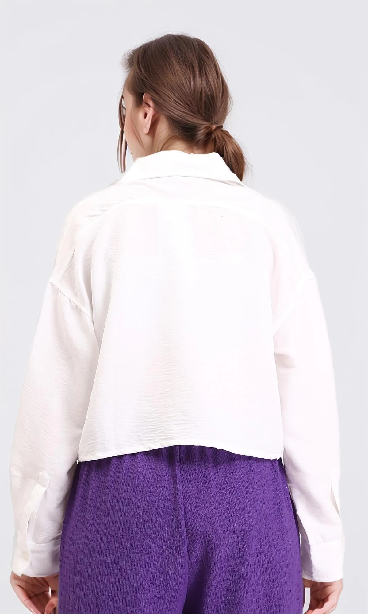 R209987 - Full Buttons Summer Textured Shirt - White