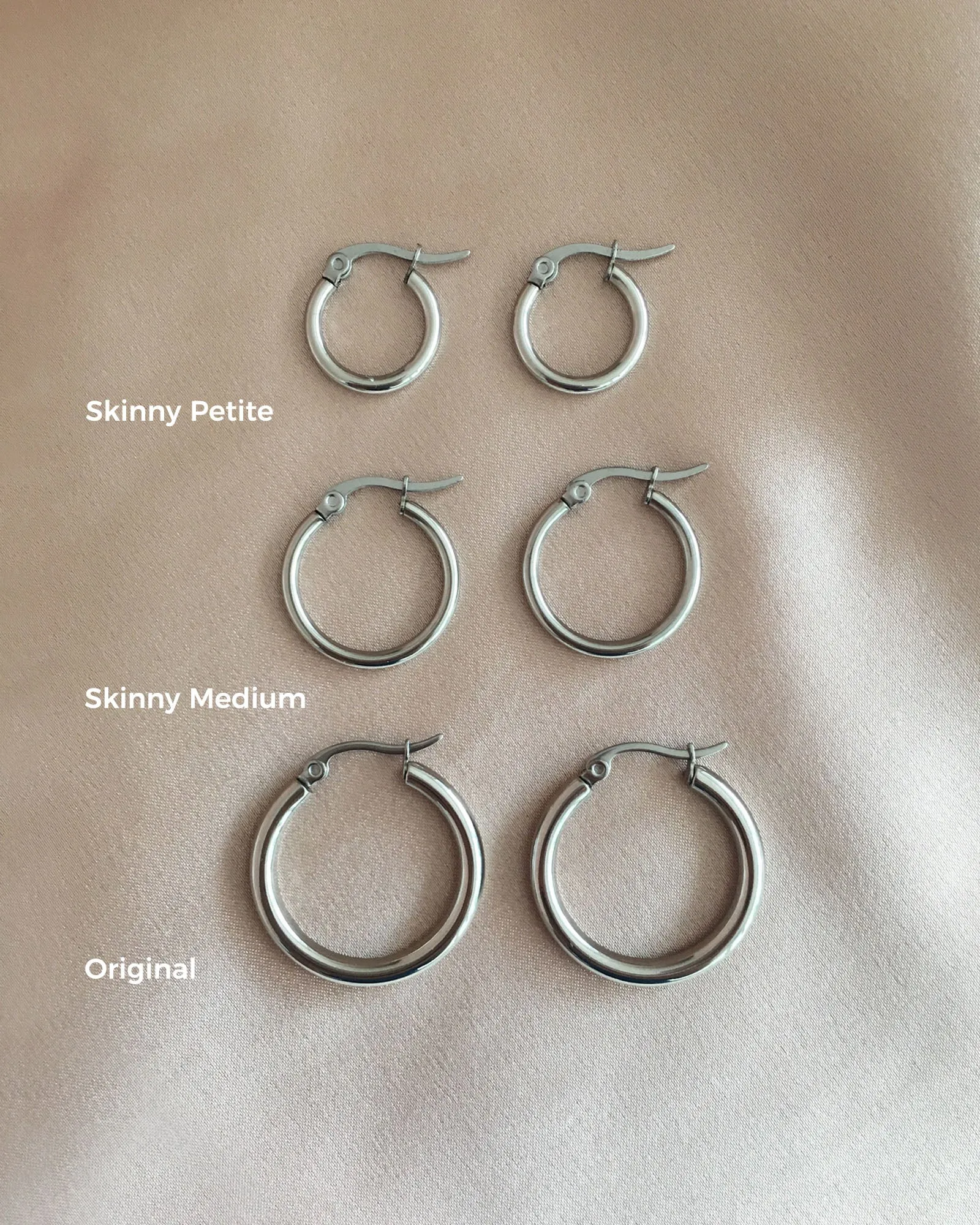 SKINNY Rei Hoops in Silver (Medium)