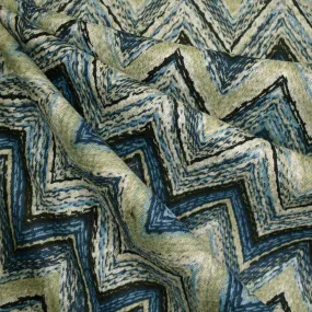 Stitch Chevron Print Brushed Sweater Knit Blue/Sage