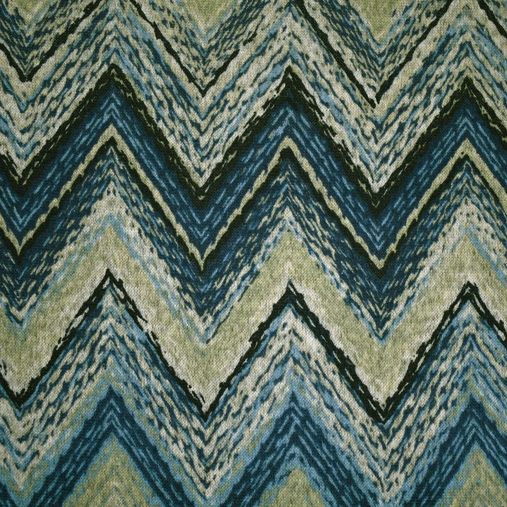 Stitch Chevron Print Brushed Sweater Knit Blue/Sage