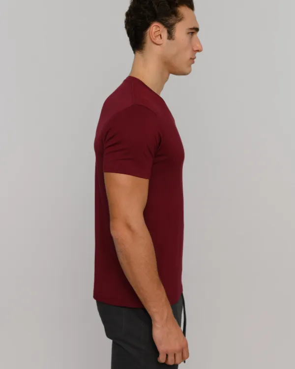 The ESNTL Burgundy V-Neck Tee