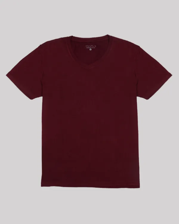 The ESNTL Burgundy V-Neck Tee