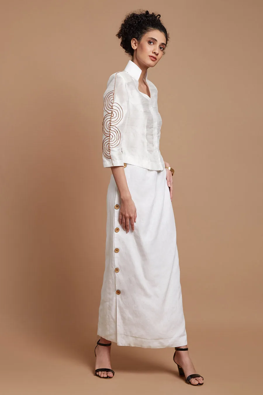 White Button-Down Skirt