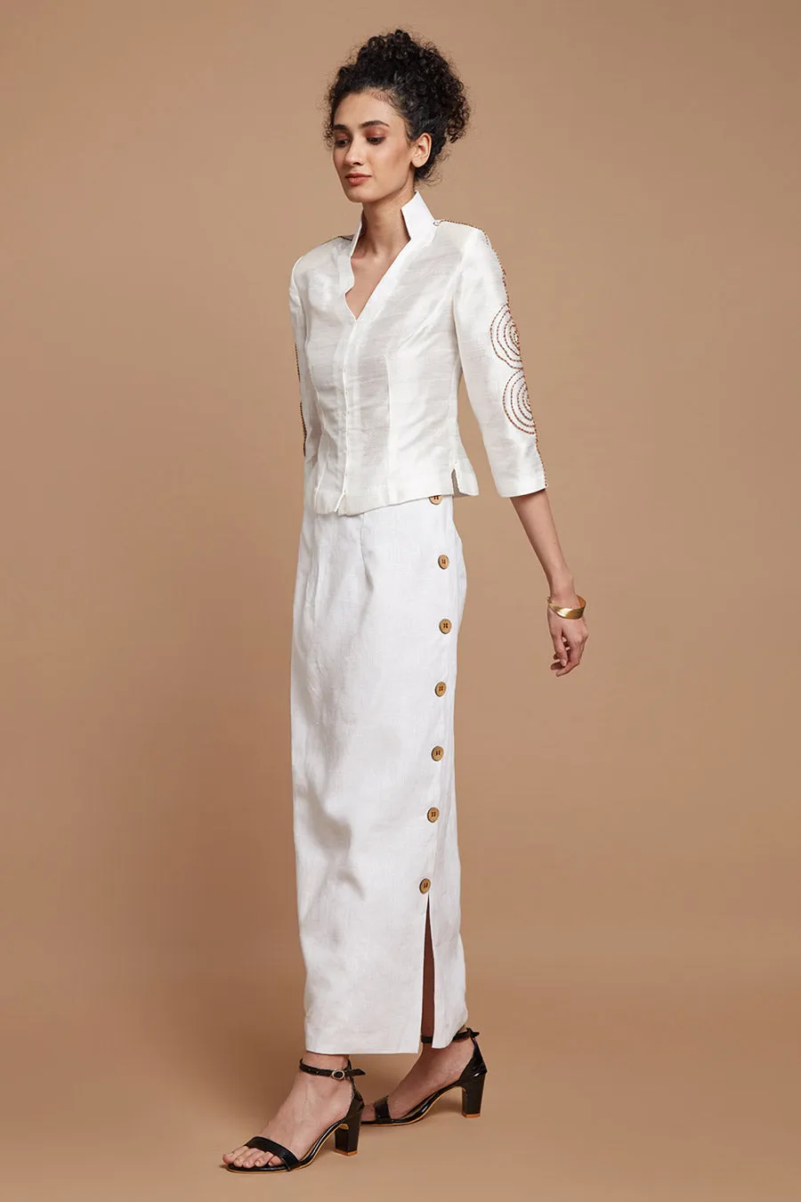 White Button-Down Skirt
